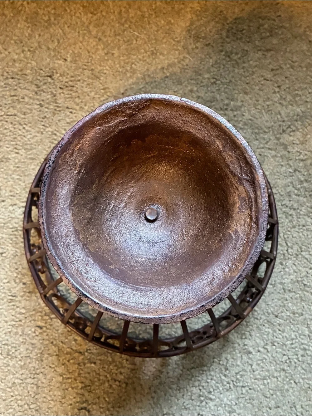 Gorgeous Large Iron Pedestal Open Fruit Vegetable Bowl 9 inches Tall